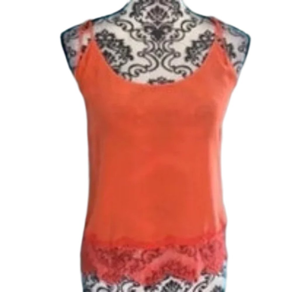 Bebe Lace Detail Tie Straps Tank Top Blouse